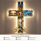Map of the six scenes: Nativity, Baptism, walking on the water, Last Supper, Gethsemane, Resurrection